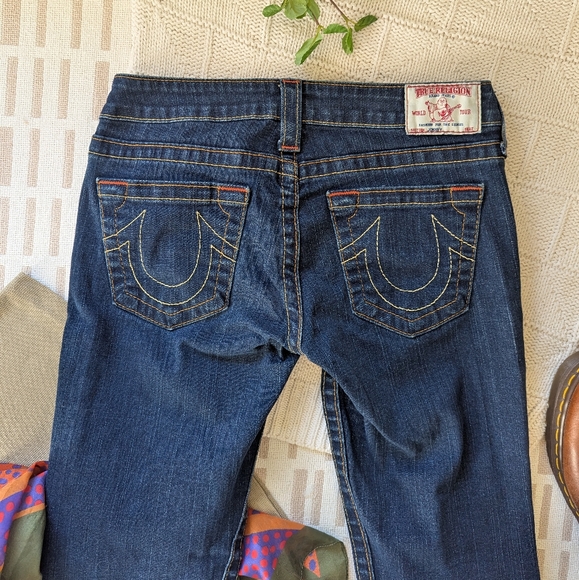 True Religion | Johnny | Low Rise Straight Leg Dark Wash Denim Jeans - Picture 6 of 15